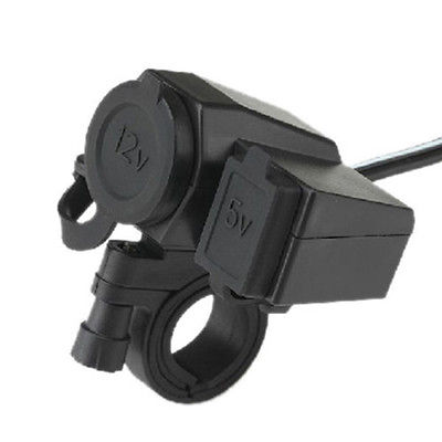 Weatherproof Motorcycle Dual USB Cell phone GPS Cigarette Charge